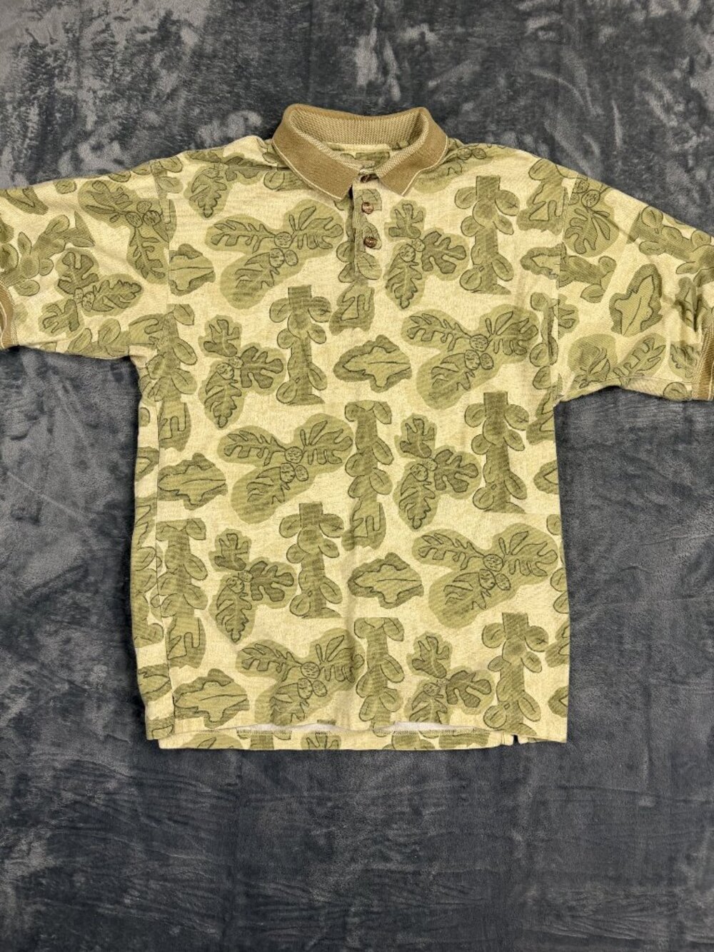 Kahala Hawaiian Islands Mens Leaf Print Polo Shirt 100% Cotton Size